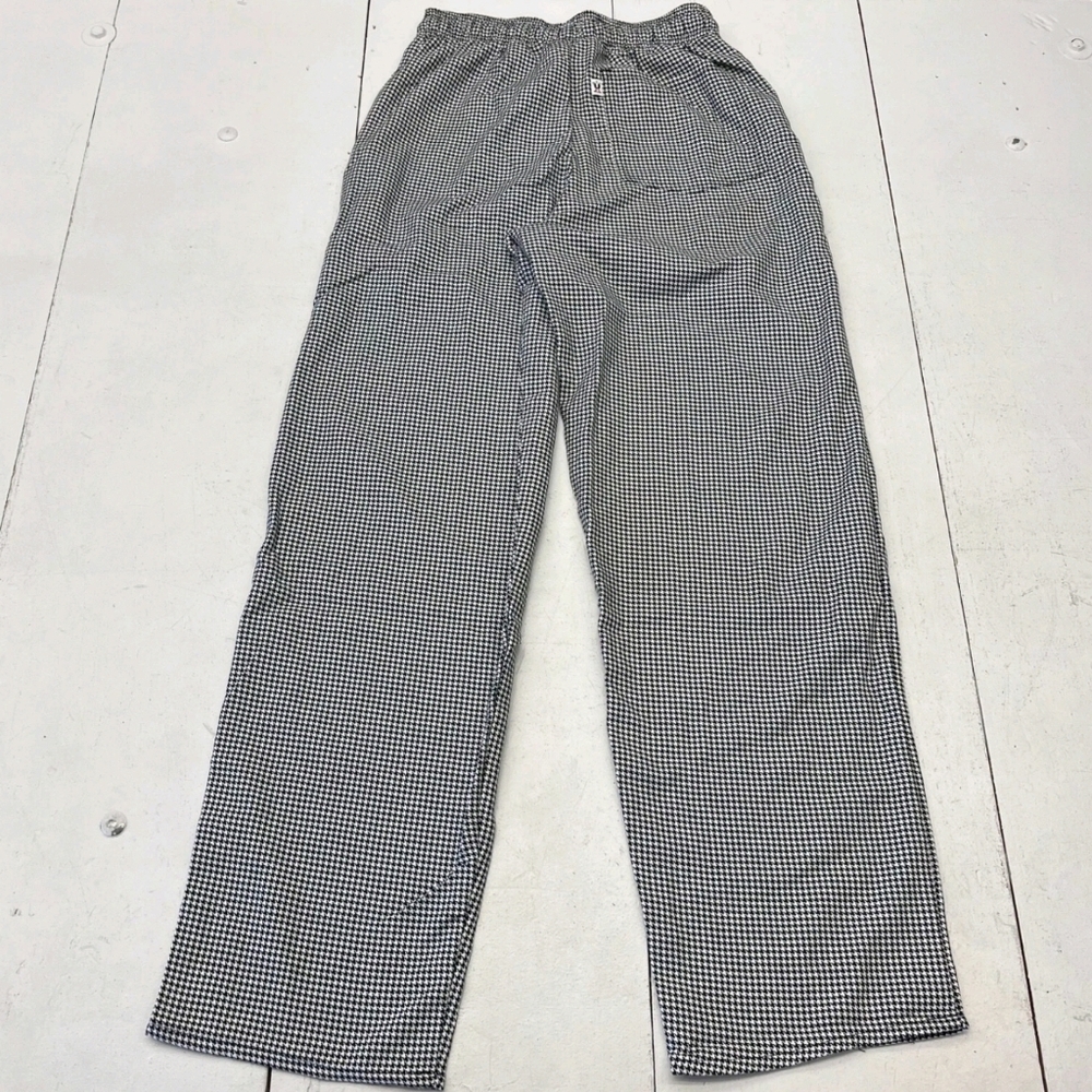 Uncommon Threads Black WHite Houndstooth Print Pull On Workwear Pants Adult S/M